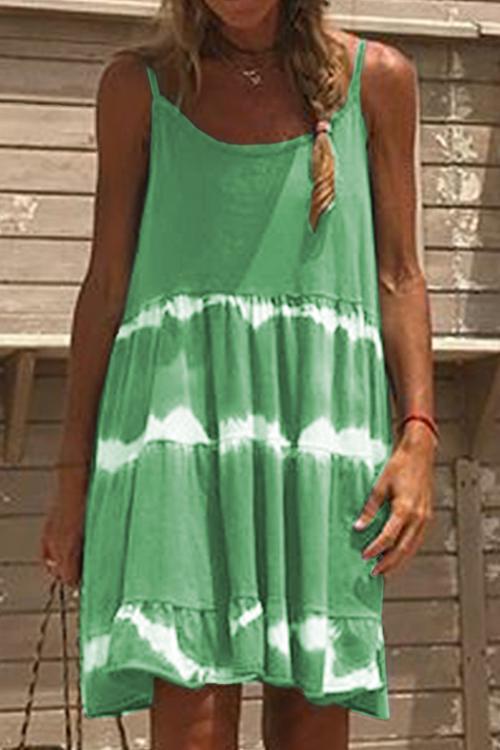 Moxidress Fashion Style Tie Dye Cami Beach Dress PM1108 IndustrialBlue / S Official JT Merch